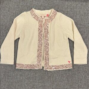 Pink Chicken girls cream cardigan with rose gold sequins, perfect for Christmas